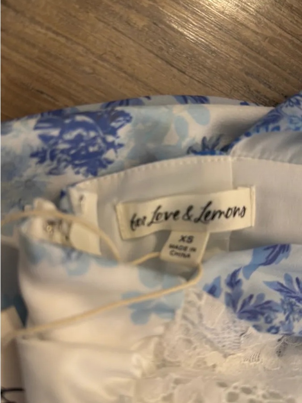For Love And Lemons Blue and White Floral Ruffle Dress - Picture 3 of 3